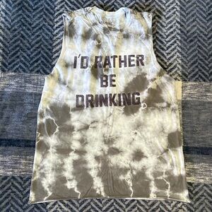 Casual Tie-Dye Muscle Tee with Statement Print
